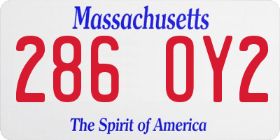 MA license plate 286OY2