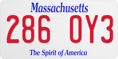 MA license plate 286OY3