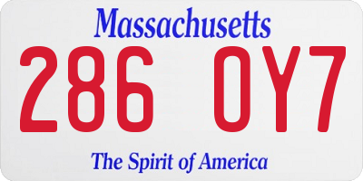 MA license plate 286OY7