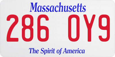 MA license plate 286OY9