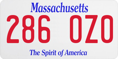 MA license plate 286OZ0