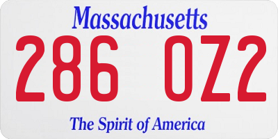 MA license plate 286OZ2