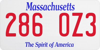 MA license plate 286OZ3