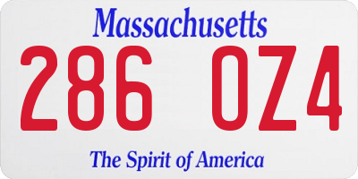 MA license plate 286OZ4
