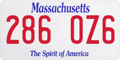 MA license plate 286OZ6