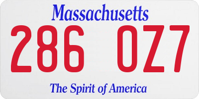 MA license plate 286OZ7