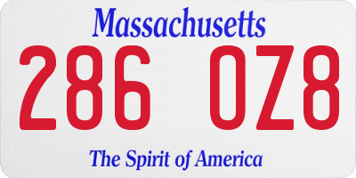 MA license plate 286OZ8