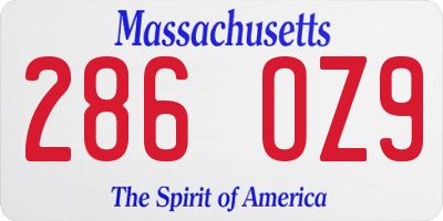 MA license plate 286OZ9