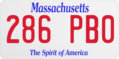 MA license plate 286PB0
