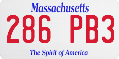 MA license plate 286PB3