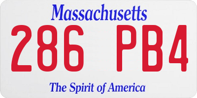 MA license plate 286PB4