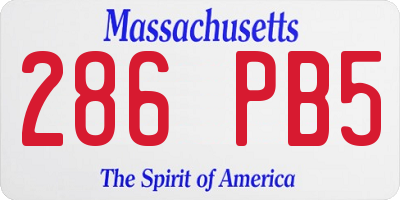 MA license plate 286PB5
