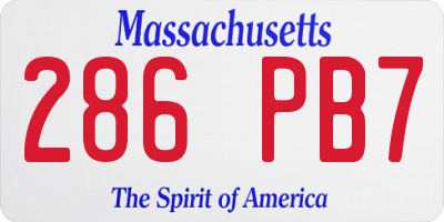 MA license plate 286PB7