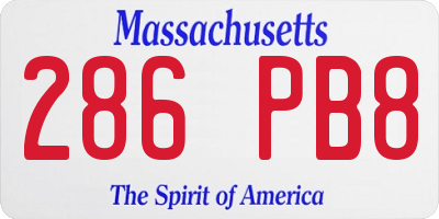 MA license plate 286PB8
