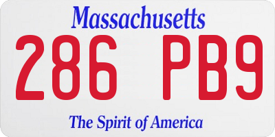 MA license plate 286PB9