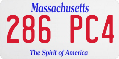 MA license plate 286PC4