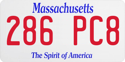 MA license plate 286PC8