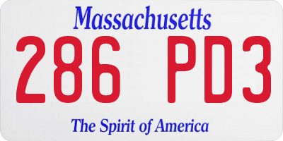 MA license plate 286PD3