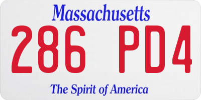 MA license plate 286PD4