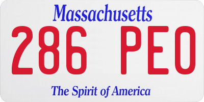 MA license plate 286PE0