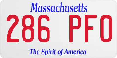 MA license plate 286PF0