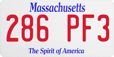 MA license plate 286PF3