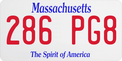 MA license plate 286PG8