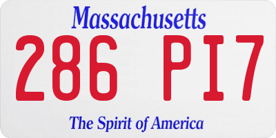 MA license plate 286PI7