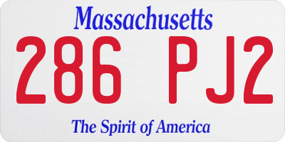 MA license plate 286PJ2