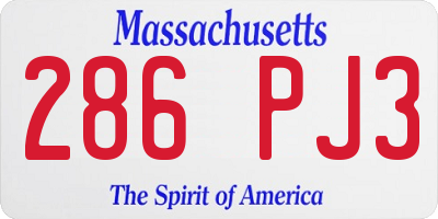 MA license plate 286PJ3