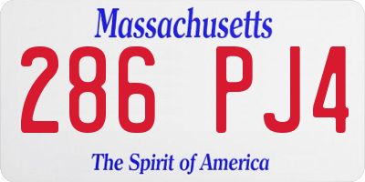 MA license plate 286PJ4
