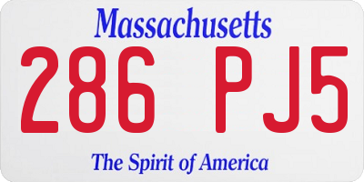 MA license plate 286PJ5