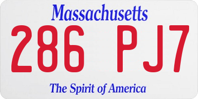MA license plate 286PJ7