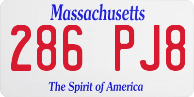 MA license plate 286PJ8