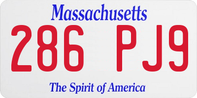 MA license plate 286PJ9