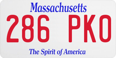 MA license plate 286PK0