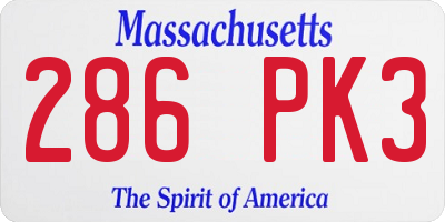 MA license plate 286PK3