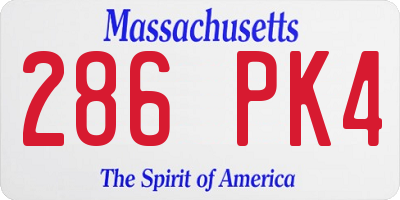 MA license plate 286PK4