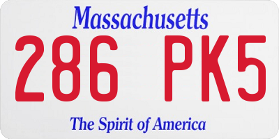 MA license plate 286PK5