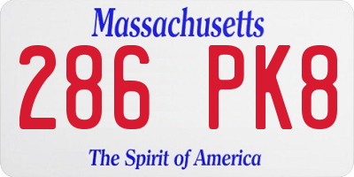 MA license plate 286PK8