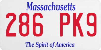 MA license plate 286PK9