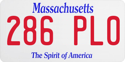 MA license plate 286PL0