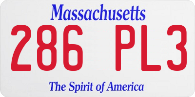 MA license plate 286PL3