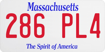 MA license plate 286PL4