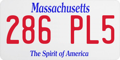 MA license plate 286PL5