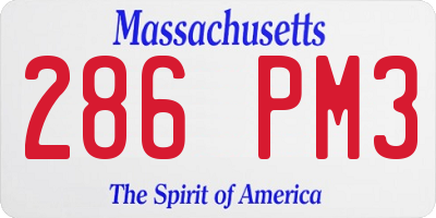 MA license plate 286PM3