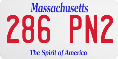MA license plate 286PN2