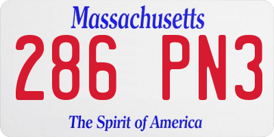 MA license plate 286PN3