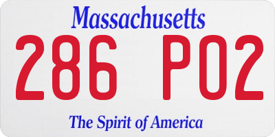 MA license plate 286PO2