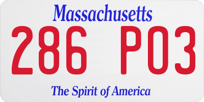 MA license plate 286PO3